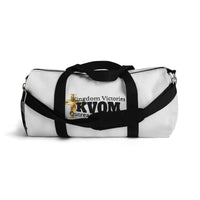 KVOM Logo Duffel Bag, White, Black Logo