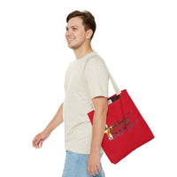 KVOM Logo Tote Bag, Red, Maroon Logo