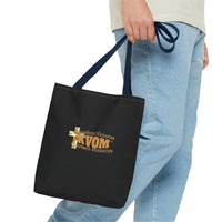 KVOM Logo Tote Bag, Black, True Gold Logo