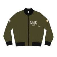 Savage in Prayer Women's Bomber Jacket, Militant Green