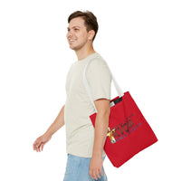 KVOM Logo Tote Bag, Red, Maroon Logo