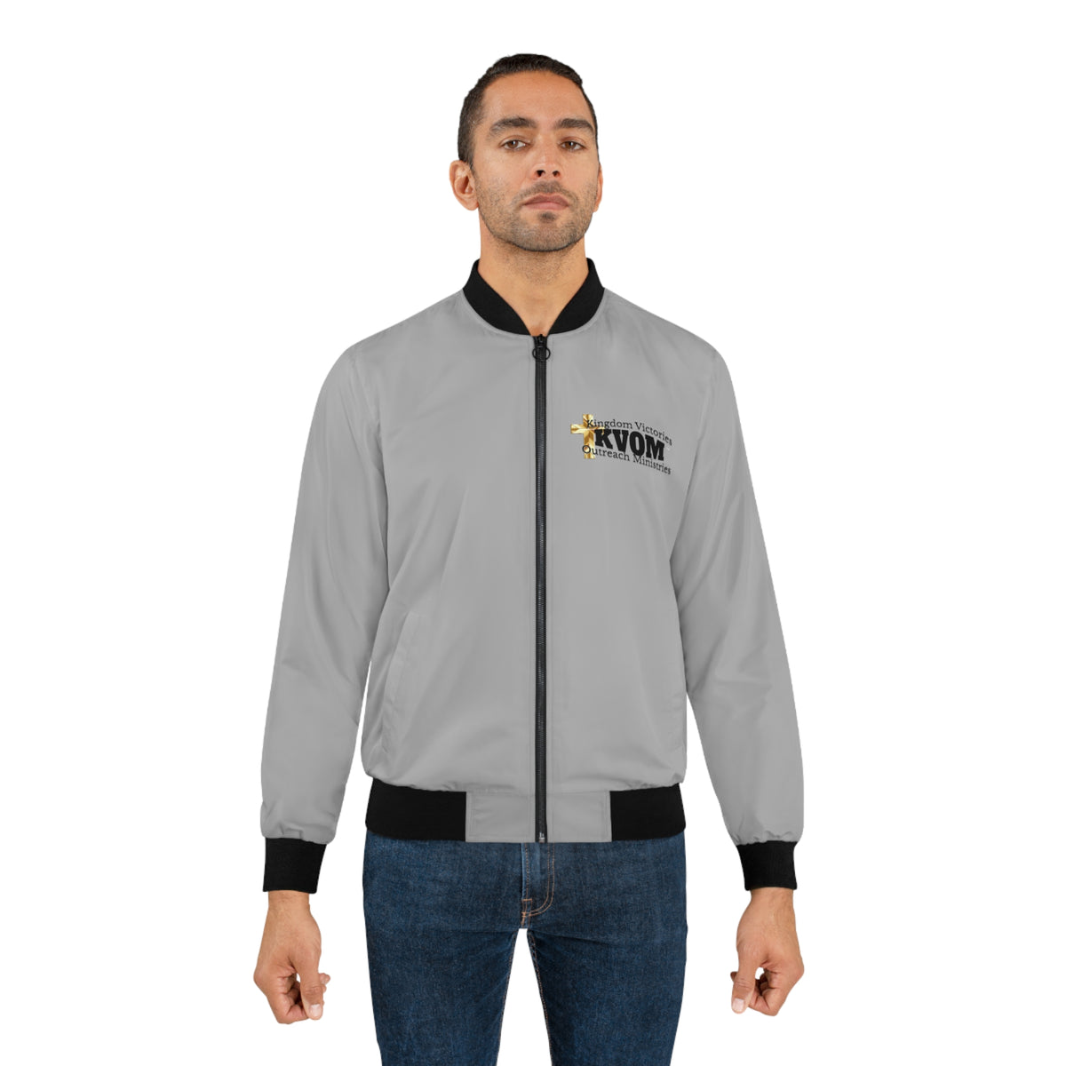 KVOM Logo Men's Bomber Jacket: Silver