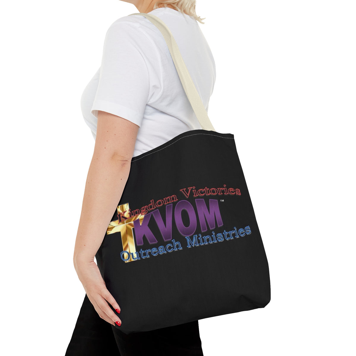 KVOM Logo Tote Bag, Black, Moses Temple Colored Logo