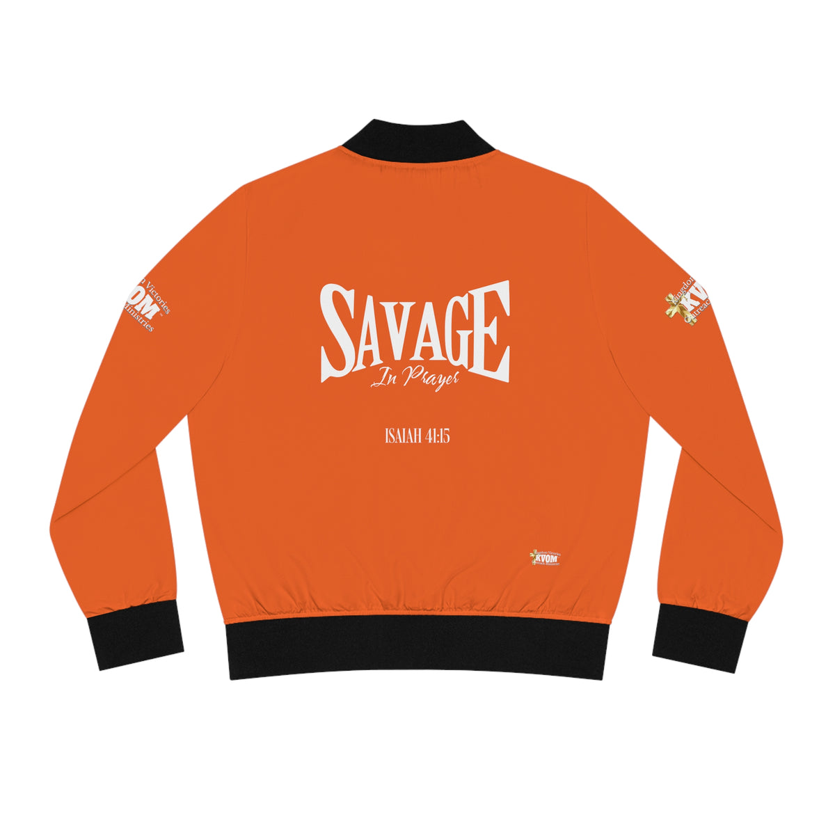 Savage in Prayer Women's Bomber Jacket, Orange