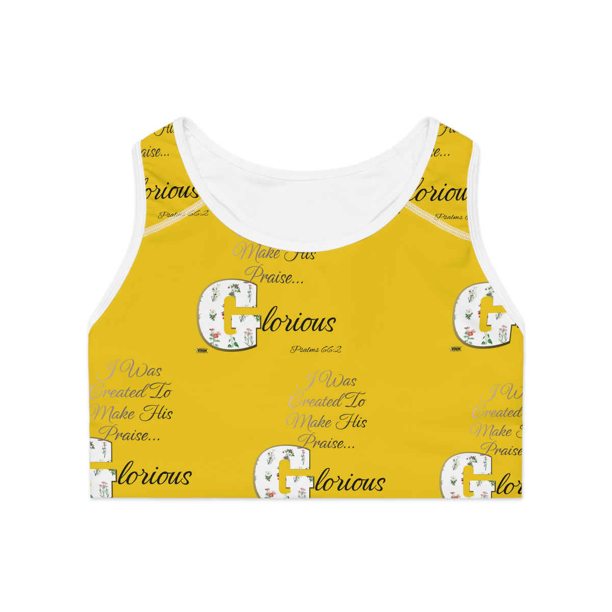 Make His Praise GLORIOUS Sports Bra, Yellow