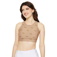 KVOM True Gold Logo Women's Sports Bra, Tan