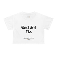 God Got Me Women's Crop Top, White & Black