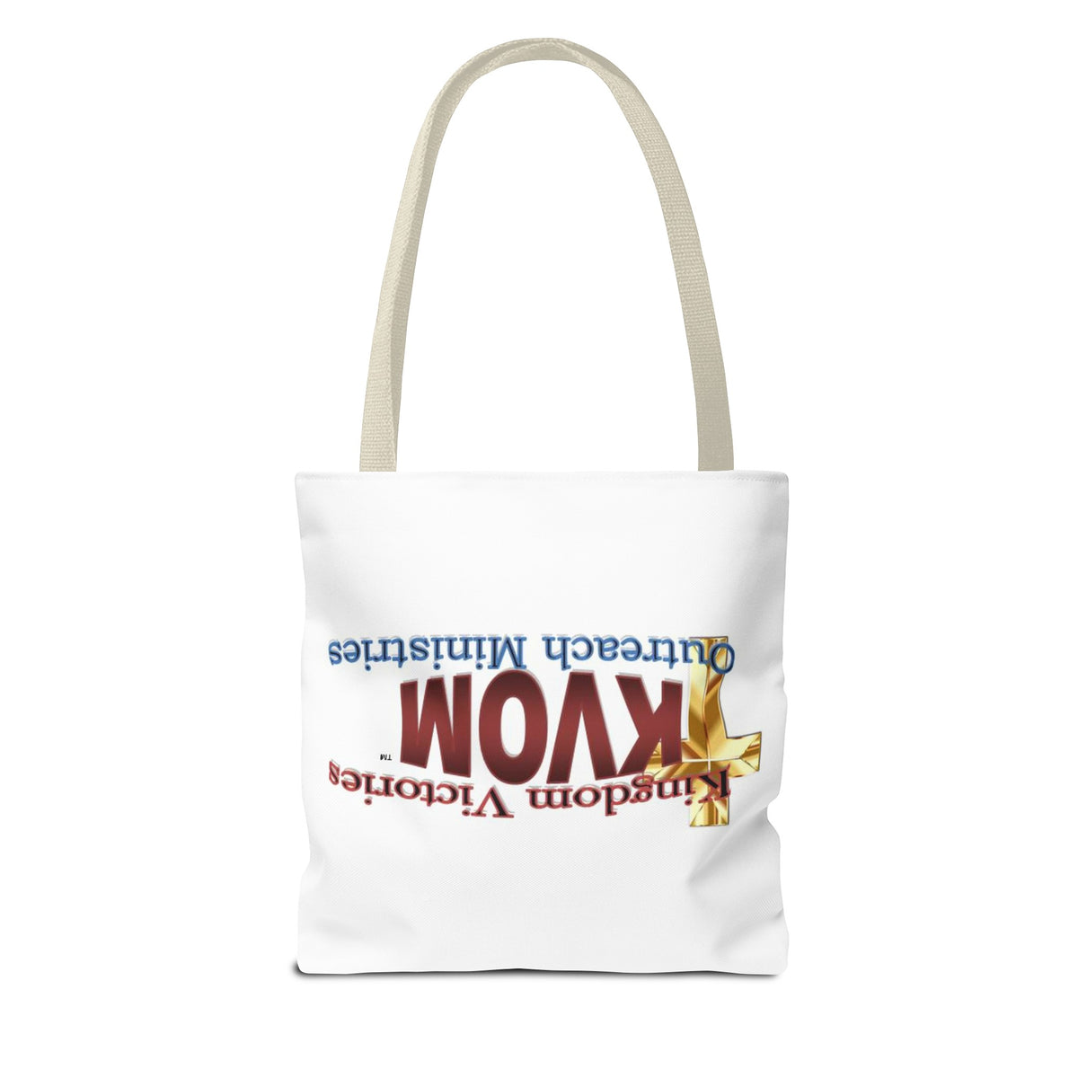 KVOM Logo Tote Bag, White, Maroon Logo