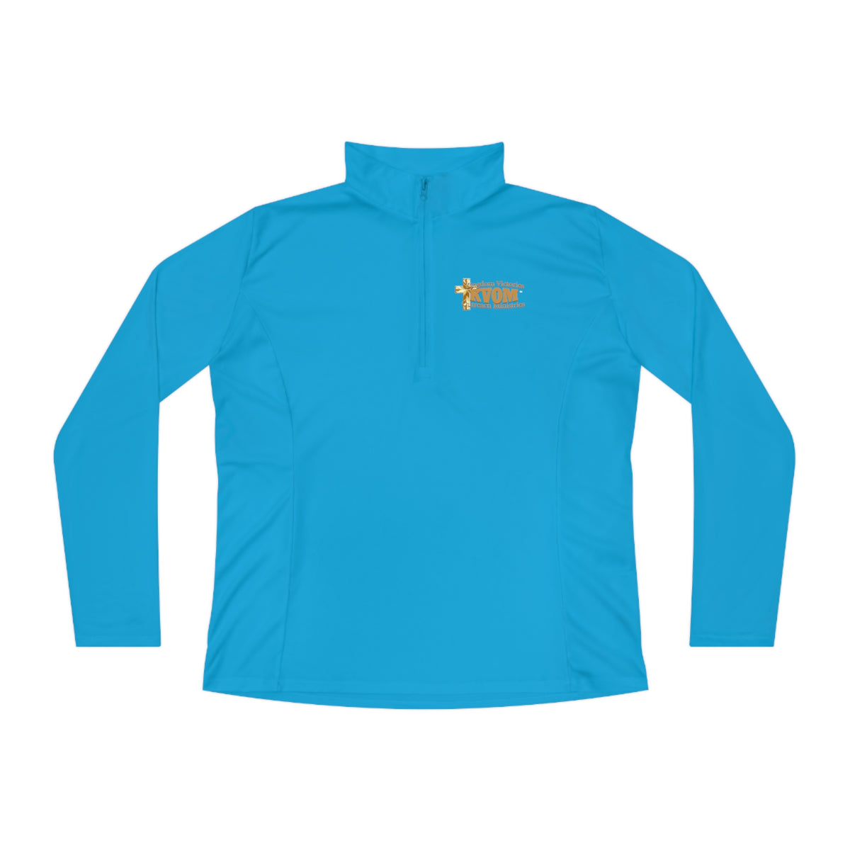 KVOM Logo True Gold Ladies Zip-Collar Sporty Pullover