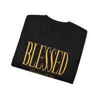 BLESSED "Stretched" T-Shirt Black, White, Gold Print