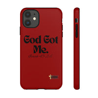 God Got Me KVOM Tough Case, Black Print, Red