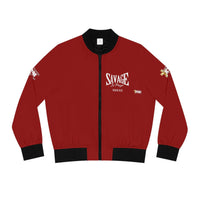 Savage in Prayer Women's Bomber Jacket, Blood Red