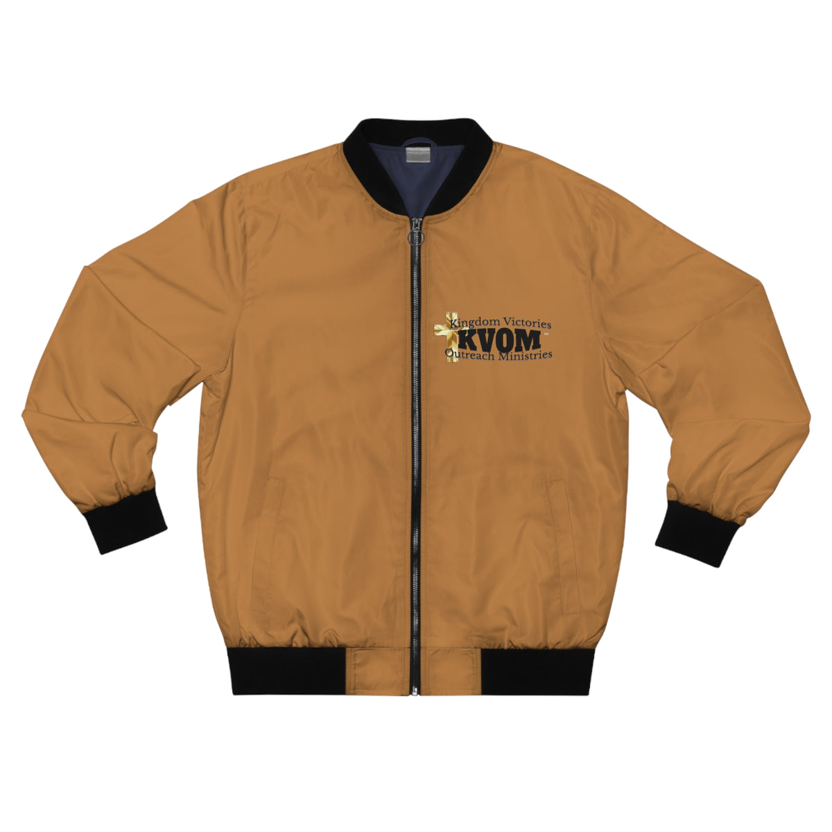 KVOM Logo Men's Bomber Jacket: Tan