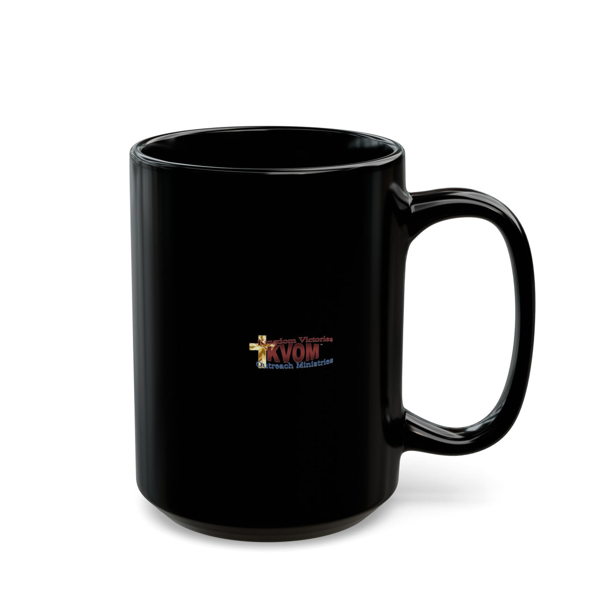 KVOM Logo 11oz Black Mug, Maroon Logo