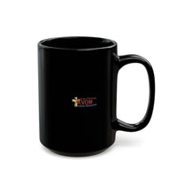 KVOM Logo 11oz Black Mug, Maroon Logo