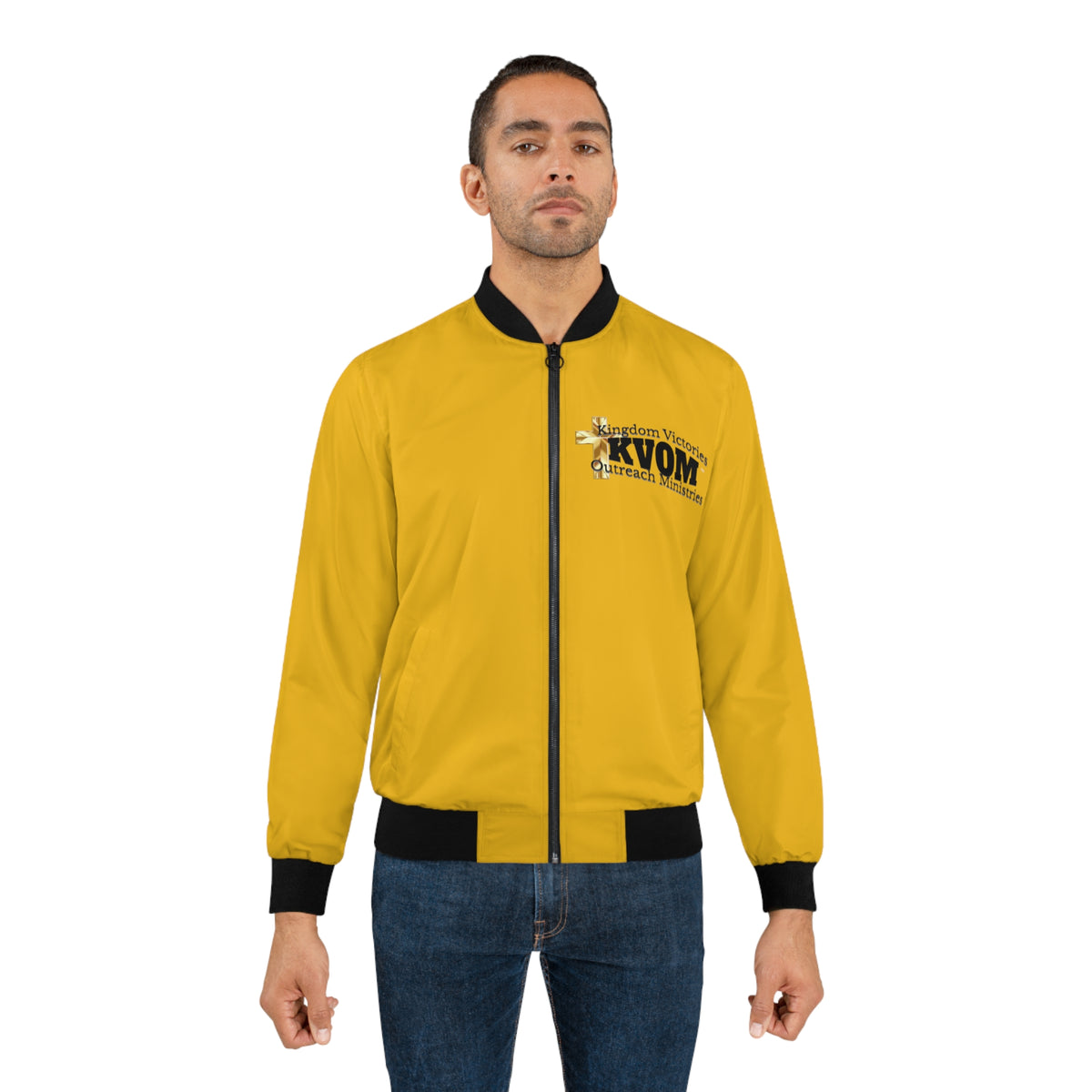 KVOM Logo Men's Bomber Jacket: Yellow