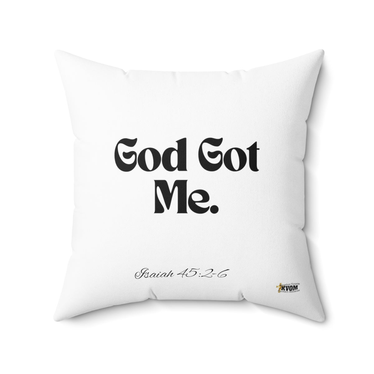 God Got Me Square Pillow, White, Black Print