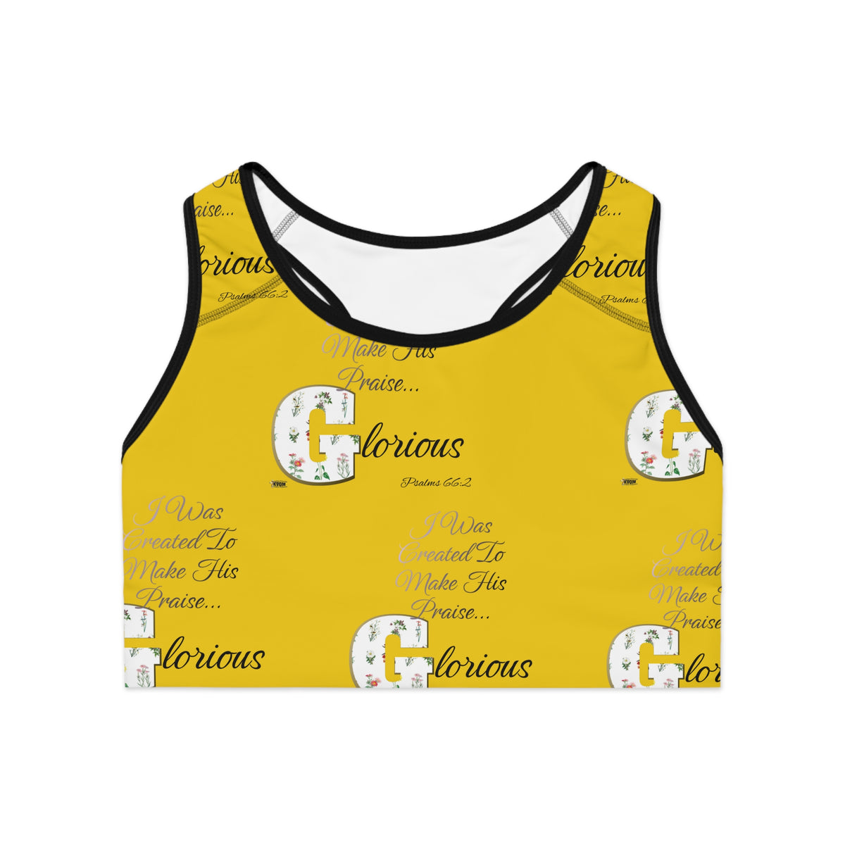 Make His Praise GLORIOUS Sports Bra, Yellow