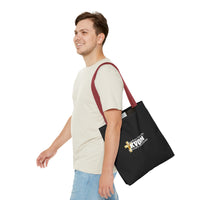 KVOM Logo Tote Bag, Black, White Logo