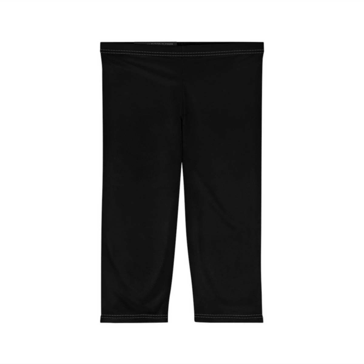 Women’s Mid-Length Leggings, Black, White KVOM Logo