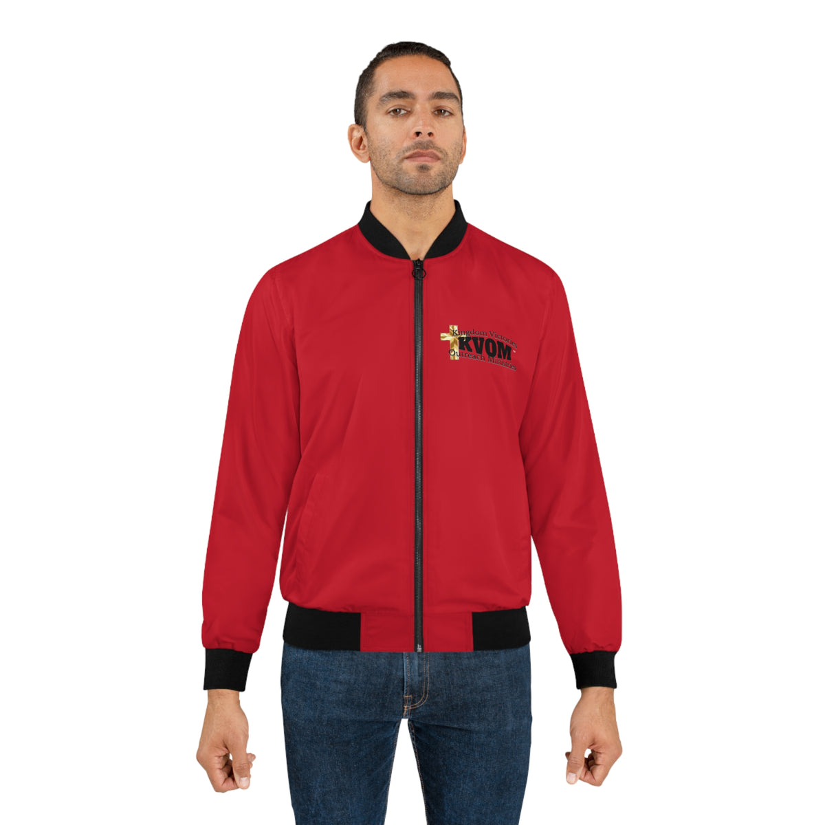 KVOM Logo Men's Bomber Jacket: Red