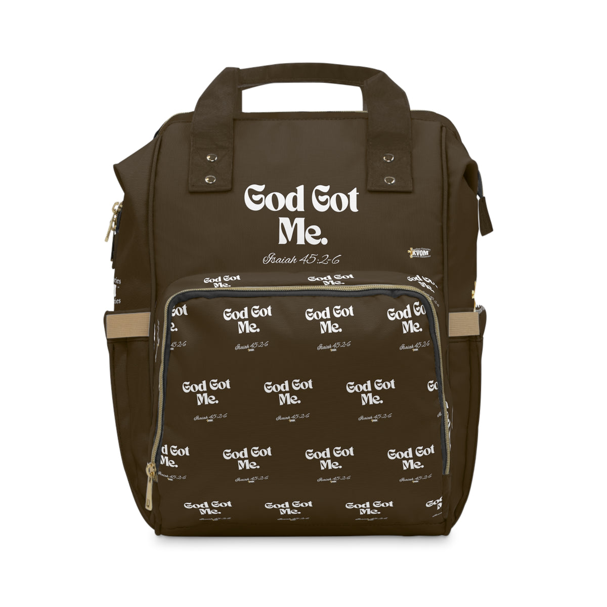 God Got Me KVOM Diaper Backpack, Brown