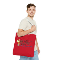 KVOM Logo Tote Bag, Red, Maroon Logo