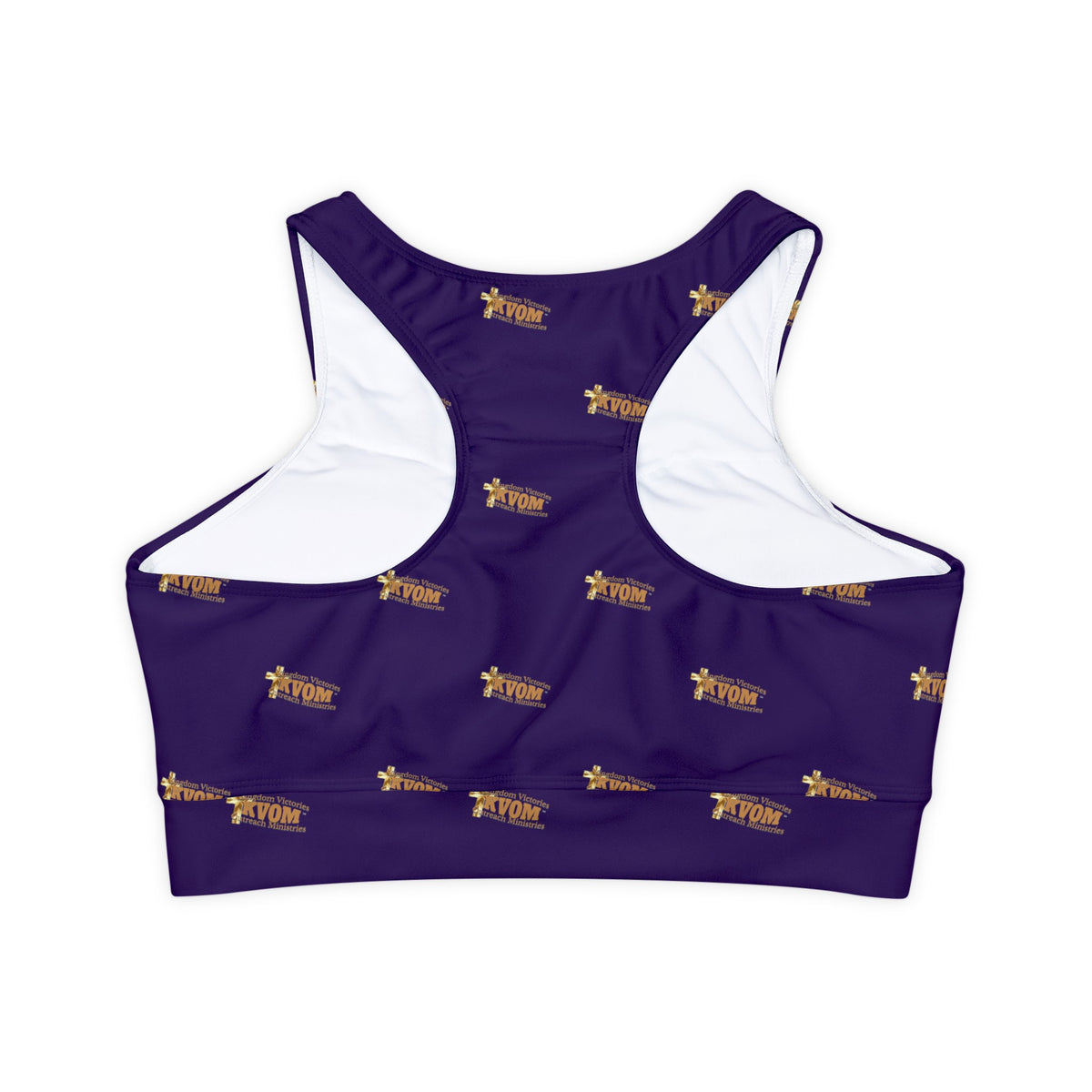 KVOM True Gold Logo Women's Sports Bra, Purple