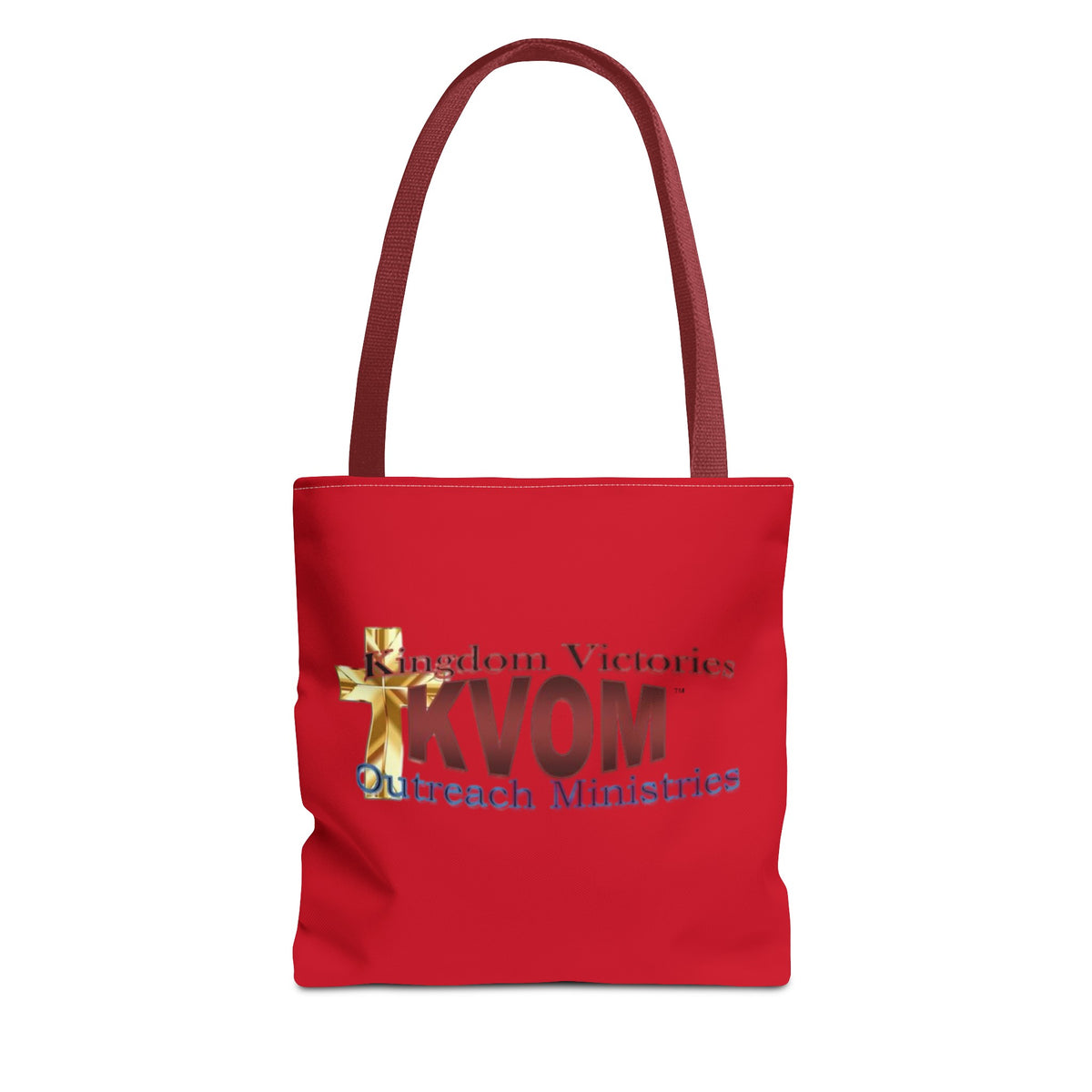 KVOM Logo Tote Bag, Red, Maroon Logo