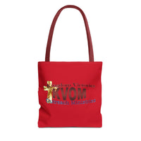 KVOM Logo Tote Bag, Red, Maroon Logo