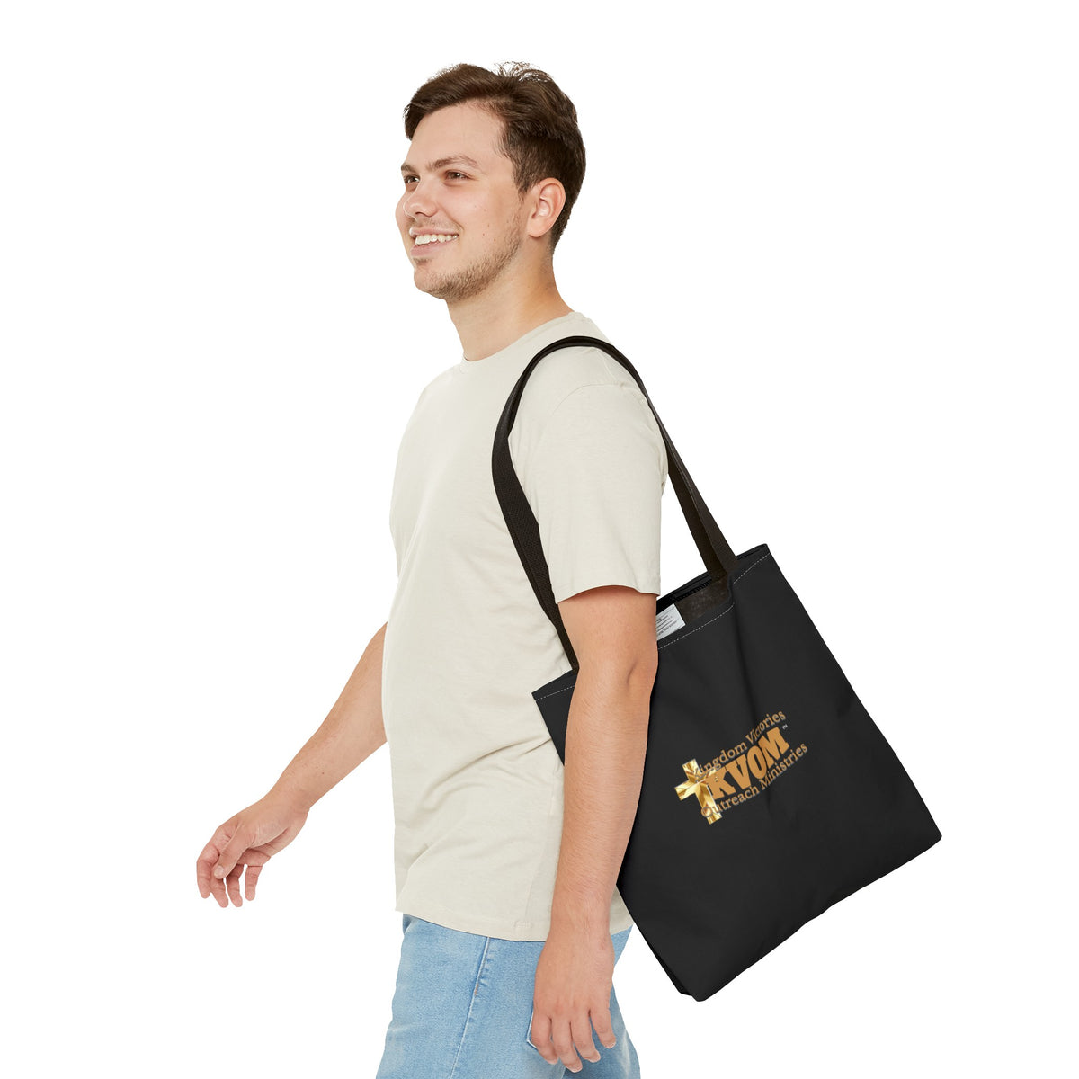 KVOM Logo Tote Bag, Black, True Gold Logo