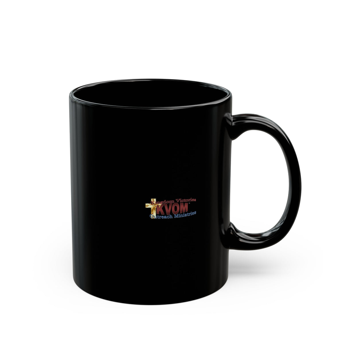 KVOM Logo 11oz Black Mug, Maroon Logo