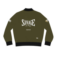 Savage in Prayer Women's Bomber Jacket, Militant Green