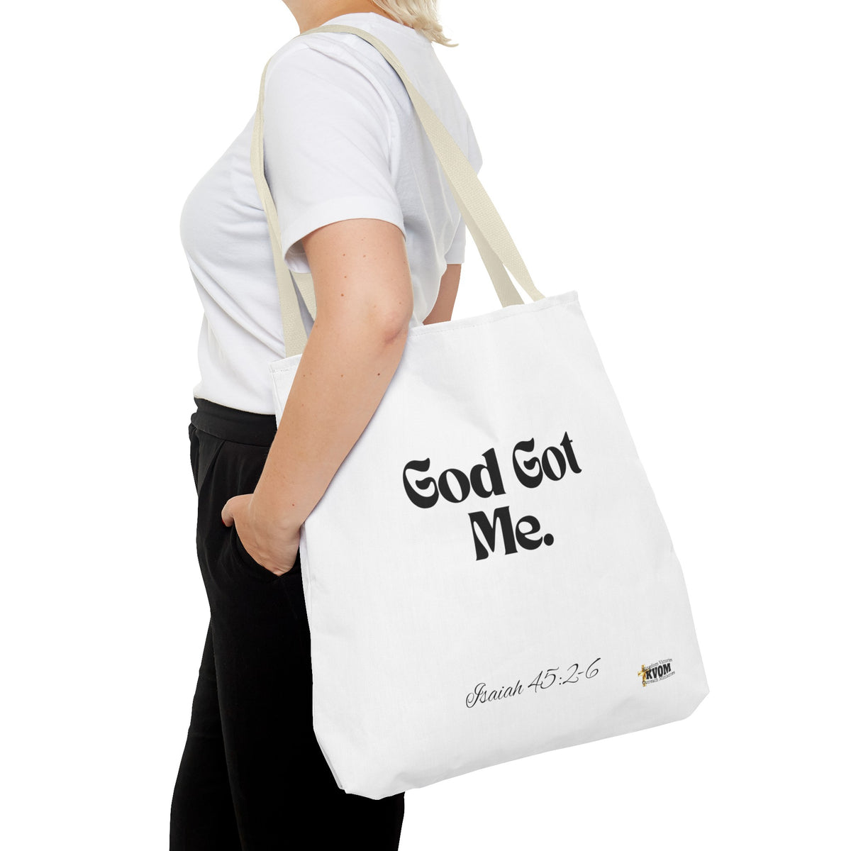 God Got Me Tote Bag White & Black