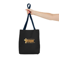 KVOM Logo Tote Bag, Black, True Gold Logo