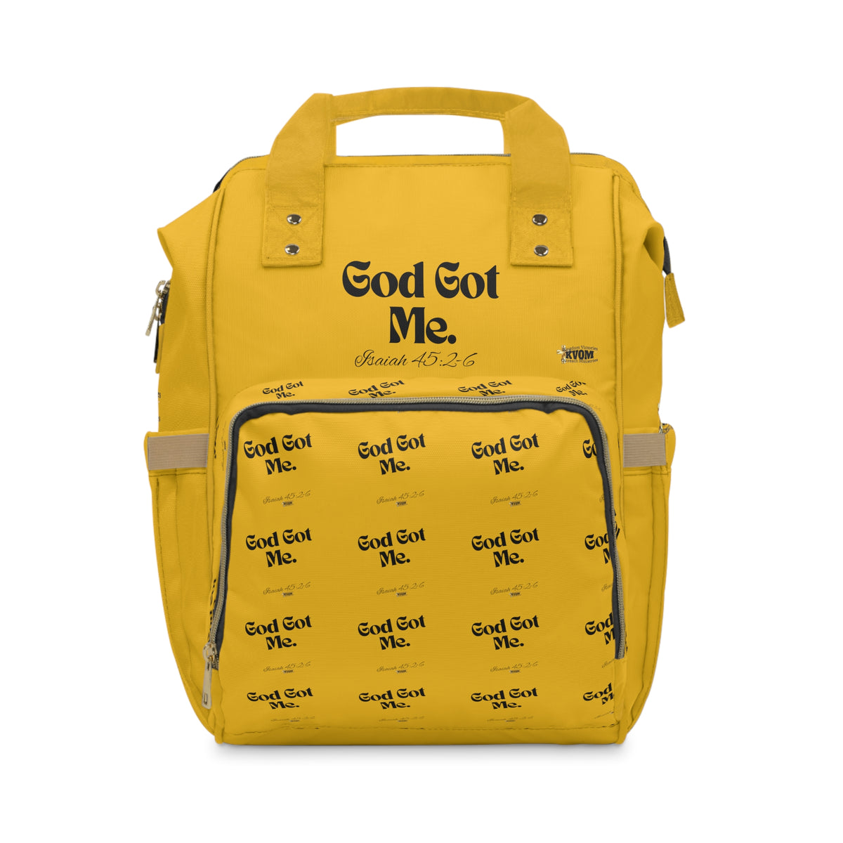 God Got Me KVOM Diaper Backpack, Yellow Gold