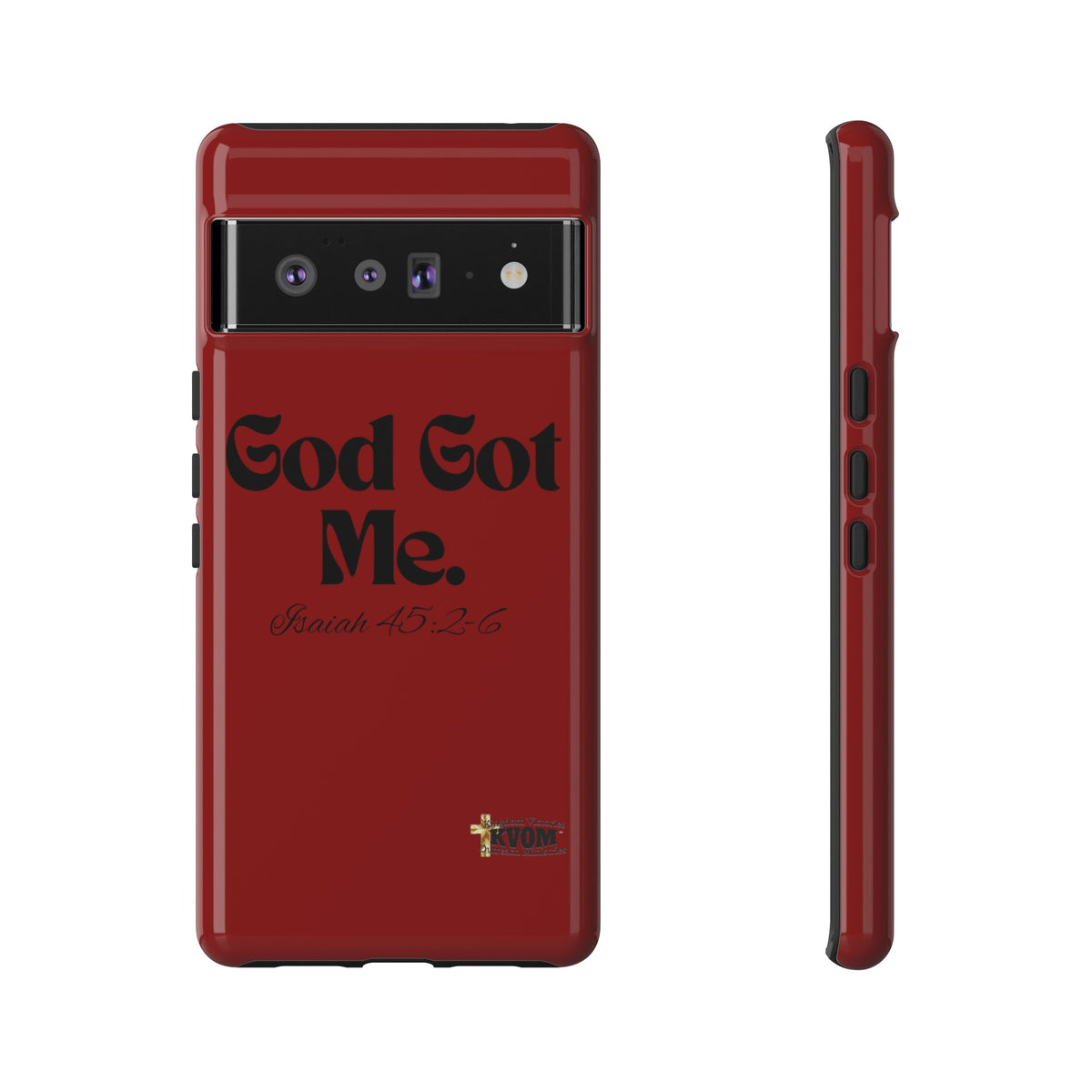 God Got Me KVOM Tough Case, Black Print, Red