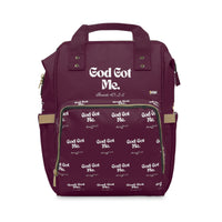 God Got Me KVOM Diaper Backpack, Maroon