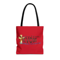 KVOM Logo Tote Bag, Red, Maroon Logo