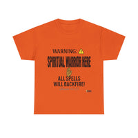 WARNING: Spiritual Warrior Here T-Shirt, Black Print