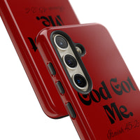 God Got Me KVOM Tough Case, Black Print, Red