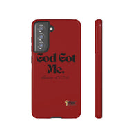 God Got Me KVOM Tough Case, Black Print, Red