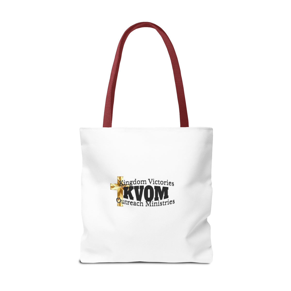 KVOM Logo Tote Bag, White, Black Logo