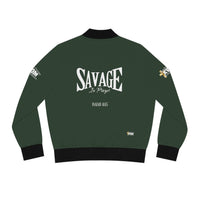 Savage in Prayer Women's Bomber Jacket, Forest Green