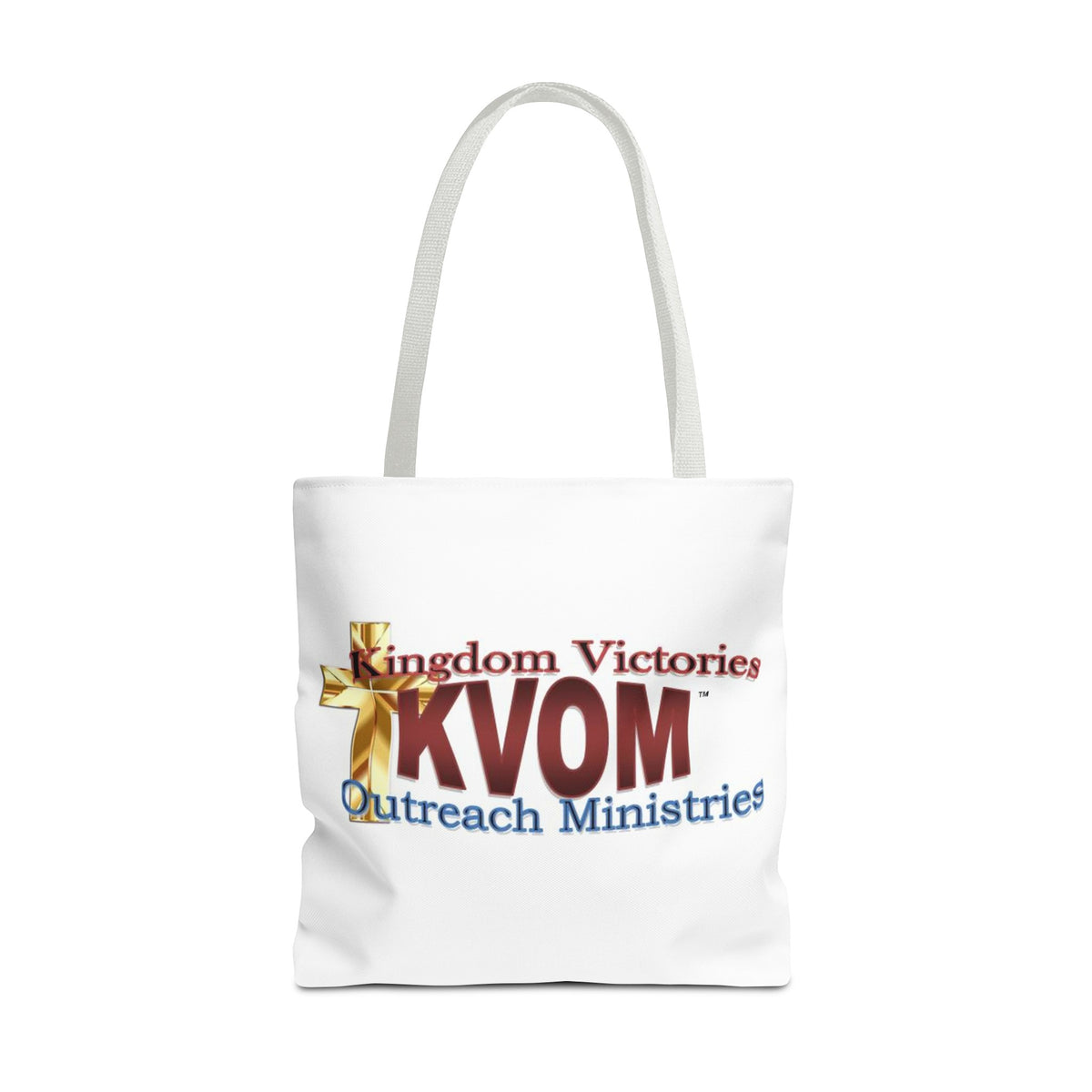 KVOM Logo Tote Bag, White, Maroon Logo