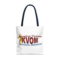 KVOM Logo Tote Bag, White, Maroon Logo