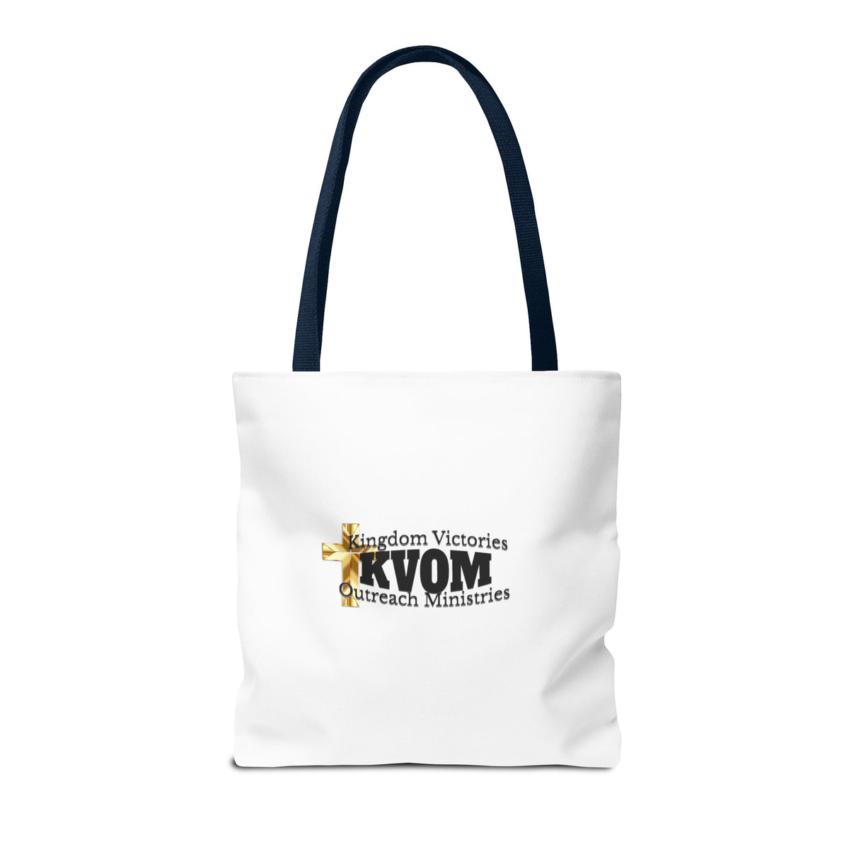 KVOM Logo Tote Bag, White, Black Logo