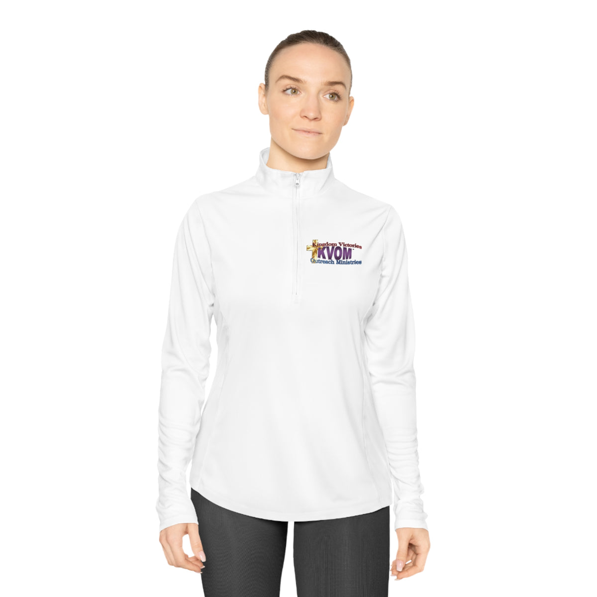 KVOM Logo Moses Temple Colored Ladies Zip-Collar Pullover