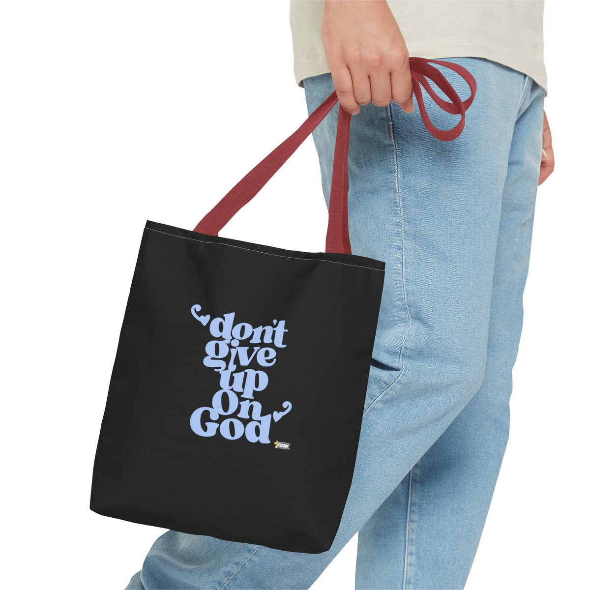 Don't Give Up On God Tote Bag, Black