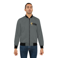 KVOM Logo Men's Bomber Jacket: Grey